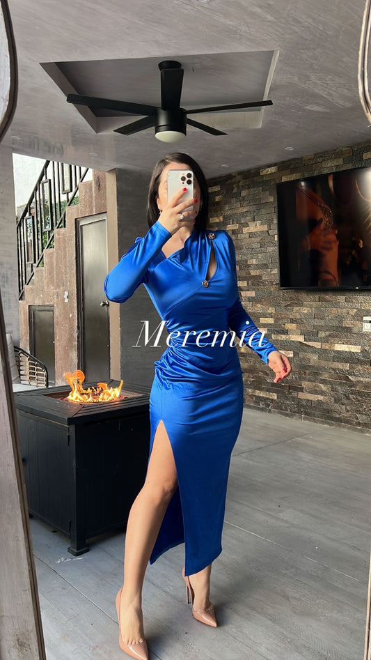 Vestido azul satin 3/4