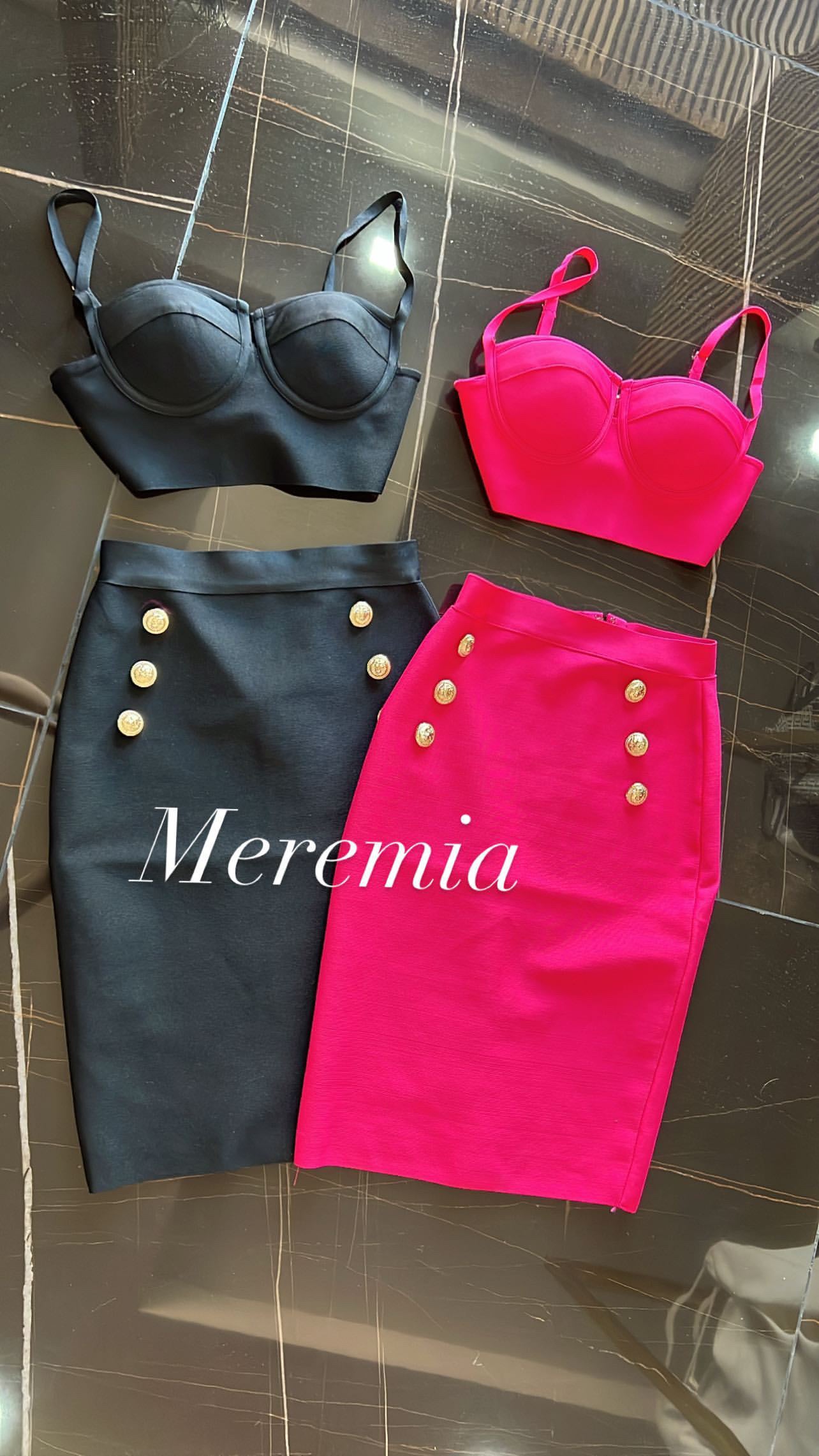 Conjunto de falda y top botones