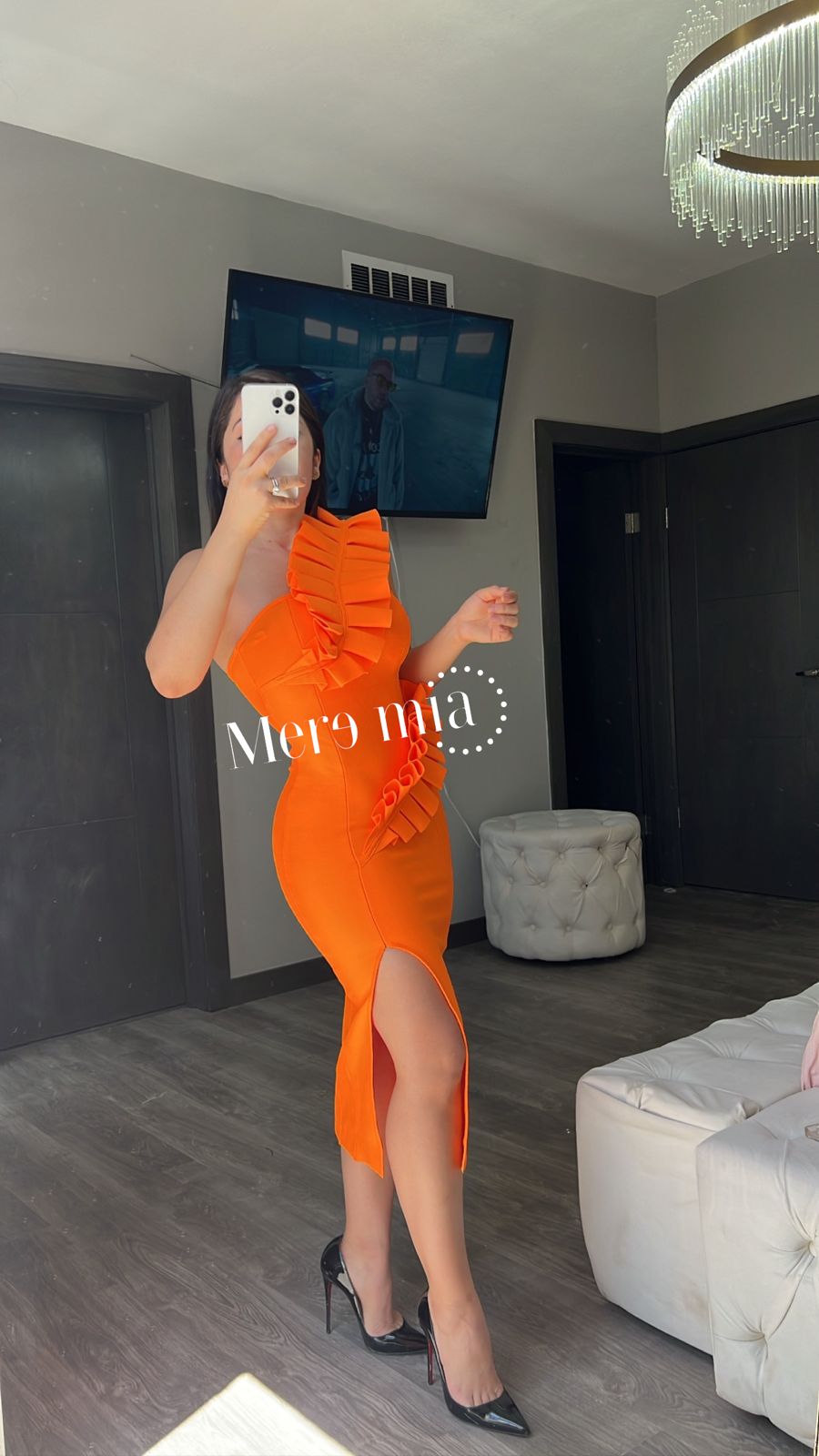 Vestido naranja escarola