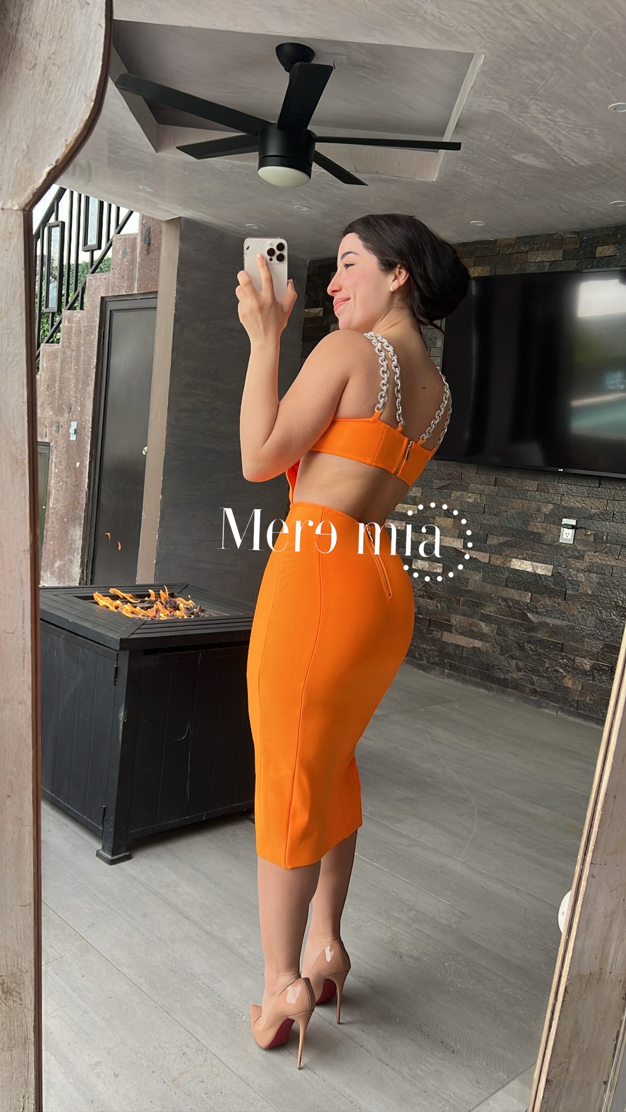 Vestido naranja tirantes Plata