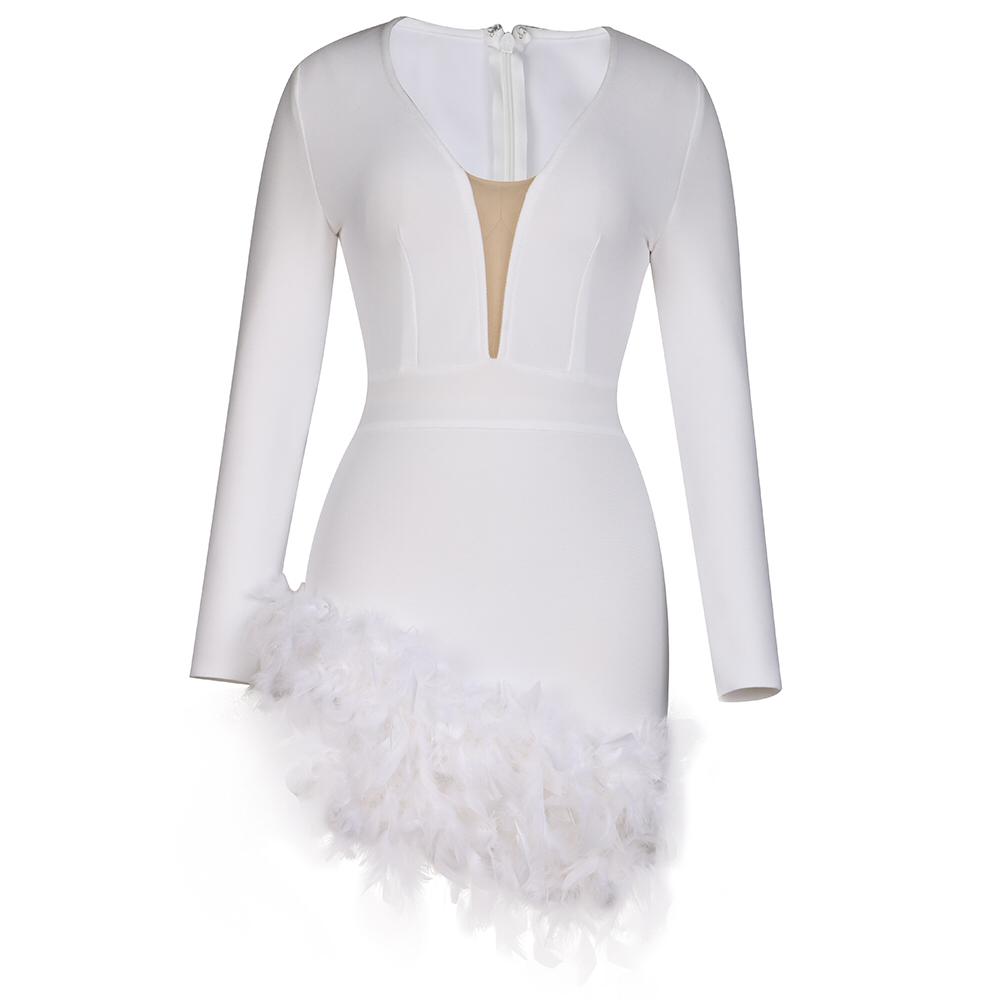 Vestido plumas blanco